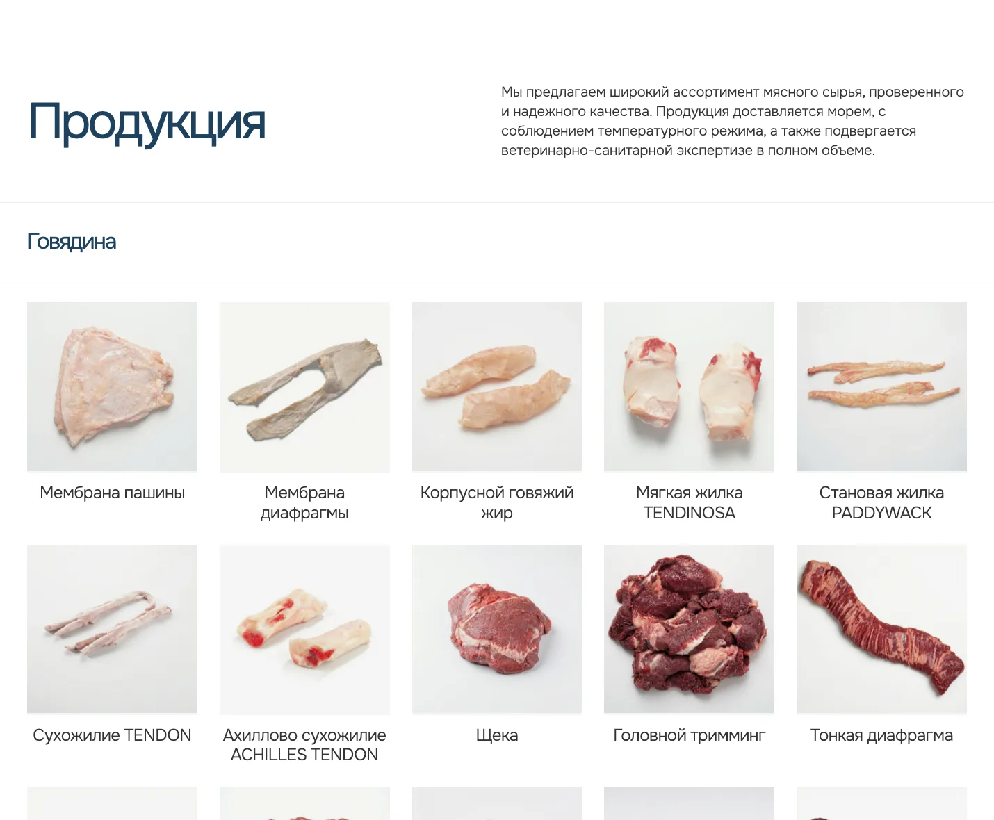 Страница продукции Agrosale: сетка отрубов с подписями